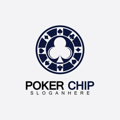 Casino chip icon, poker chip vector icon logo,Casino chips for poker or roulette.Vector illustration isolated on white background.