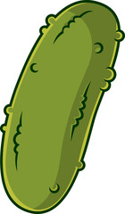 Cartoon Pickle Cucumber. Vector Hand Drawn Illustration Isolated On Transparent Background
