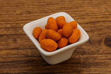 Spicy peanut heap in the bowl