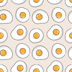 Vector colorful cuit fried egg icon seamless pattern background.