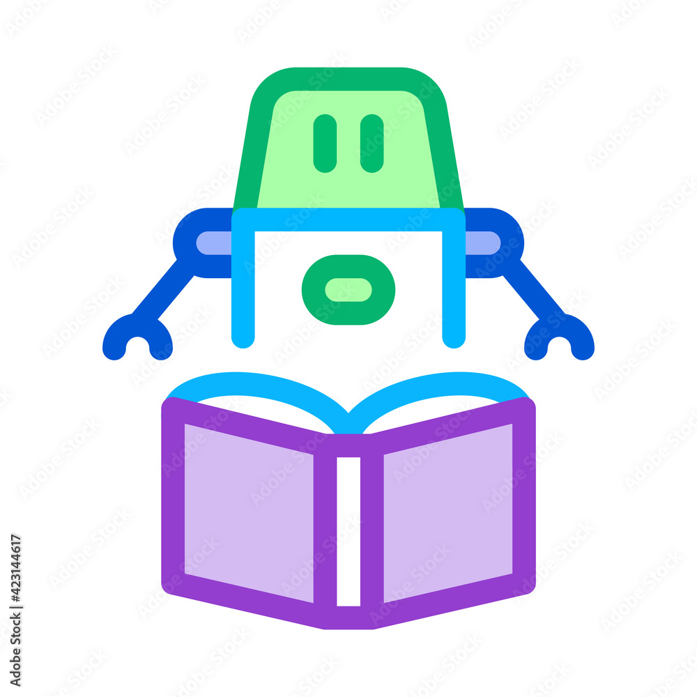 Poster robot automatic solution color icon vector illustration