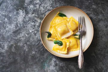 Traditional italian pasta ravioli