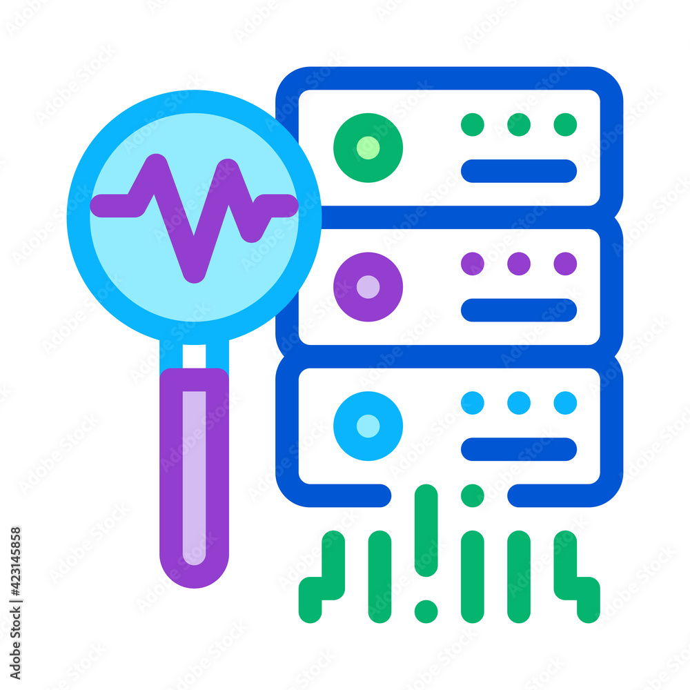 Sticker analyze of machine learning color icon vector illustration