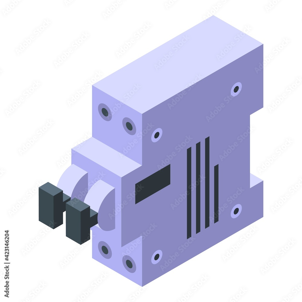 Poster circuit breaker device icon. isometric of circuit breaker device vector icon for web design isolated