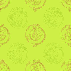 Seamless pattern with ancient Scythian art and animal motifs for your project