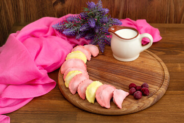 Varenyky. Traditional dish of Central and Eastern Europe.  semi-finished products. freezing. dumplings