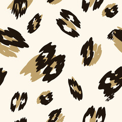 Seamless nature pattern. Abstract shapes, drawing on white background, animal color, hand drawn, packaging, wallpaper, design for textiles, vector illustration.