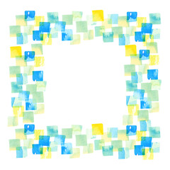 水彩青色四角フレーム