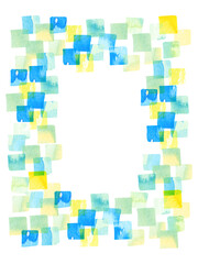 水彩青色四角フレーム