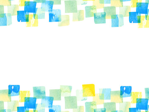 水彩青色四角フレーム