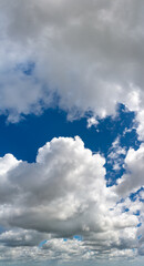 Fantastic soft clouds against blue sky, panorama