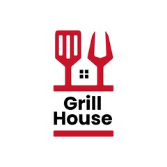 grill house fork spatula logo vector icon illustration