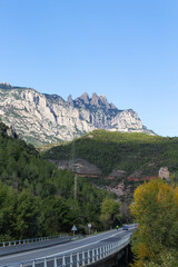 View of a road between the mountains of MONTSERRAT ( CATALONIA, SPAIN )