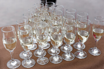 champagne glasses on the table