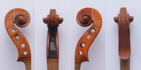Antique violin scroll front, back and two sides needs restoration  © Mikalai