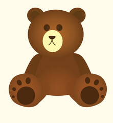 Brown sitting teddy bear. vector