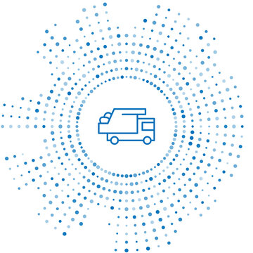 recommend clip art: Blue line Garbage truck icon isolated on white background. Abstract circle random dots. Vector