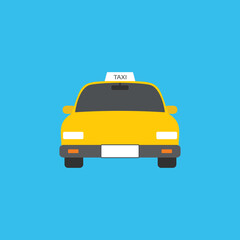 Modern yellow taxi car, web template ,place for text, vector illustration on white background.