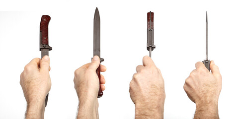 Styles of grip for throwing weapons - two stylesl of hand grip