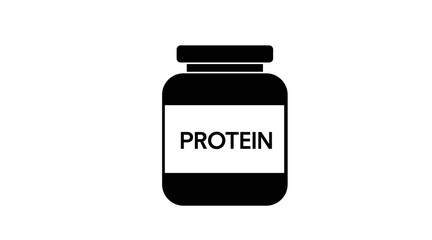 Vector Isolated Illustration of a Protein Bottle. Black and White Protein Bottle Icon.