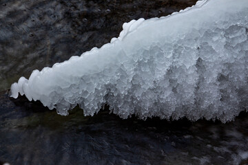 Flowing water under melting ice, concept of global warming