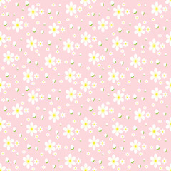 Seamless floral pattern on pink background, floral design element for card, poster, greetings