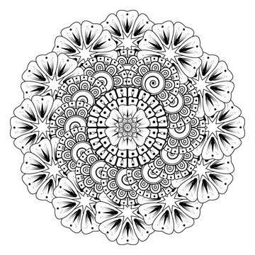 recommend clip art: Circular pattern in the form of mandala with flower for henna, mehndi, tattoo, decoration. decorative ornament in ethnic oriental style. coloring book page.