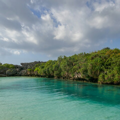 Beautiful view of turquoise tropical Weekuri lagoon on Sumba island, East Nusa Tenggara, Indonesia