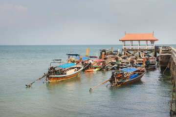 Fototapeta na wymiar Thai fishing boats at the pier. Indian Ocean. andaman sea.