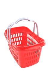 red empty plastic basket