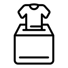 Donation clothes box icon. Outline donation clothes box vector icon for web design isolated on white background