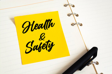 Text health and safety on the short note texture background