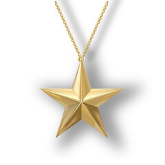 Gold Christmas star hanging on a gold chain using outer shadow,