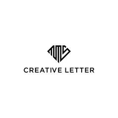 Fototapeta premium letter MMS logo design and diamond icon vector