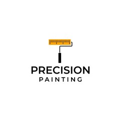 Logo design about roll paint brush and ruler on white background.
EPS10, Vector.