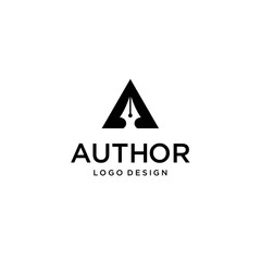 Elegant Author Logo Design with Feather Nib and Negative Space for Creative Storytelling Branding