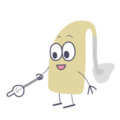 かわいい補聴器キャラクターがポイントを指しているイラスト