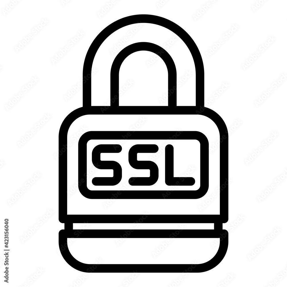 Poster lock ssl icon. outline lock ssl vector icon for web design isolated on white background
