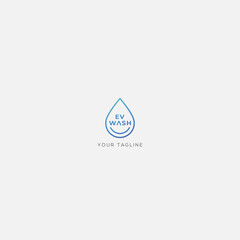 letter EV water droplet logo washing circle line simple
