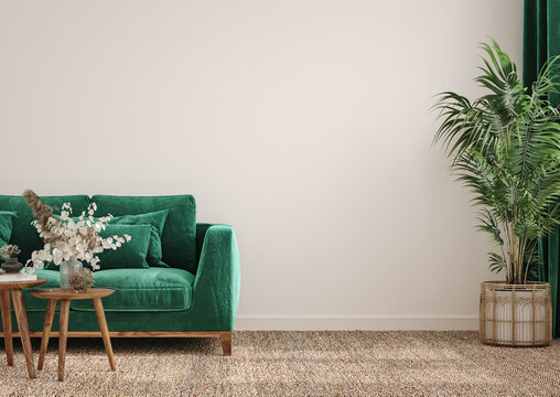 Fototapeta Modern interior background, wall mock up, 3d render