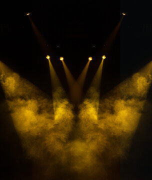 Theater and concert stage, colored smoke in stage light	