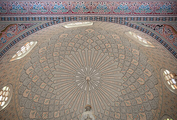 Details of the ceiling in a muslim mosque, islamic traditional islamic ornament.