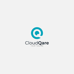 Cloud Qare with abstract initial letter CQ logo