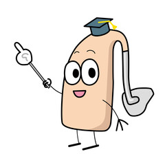 かわいい補聴器キャラクターがポイントを指しているイラスト