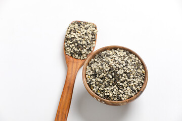 Split Black Lentil Also Know as Black Gram, Black Urad Dal, Vigna Mungo, Urad Bean on White Background