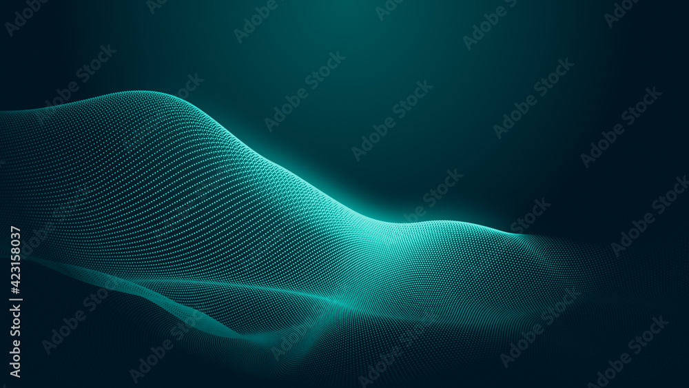 Aufkleber dot green wave light screen gradient texture background. abstract technology big data digital backgr