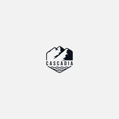 cascadia landscape logo mountain hill wave badge
