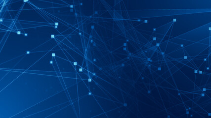 Fototapeta premium Abstract blue polygon tech network with connect technology background. Abstract dots and lines texture background. 3d rendering.