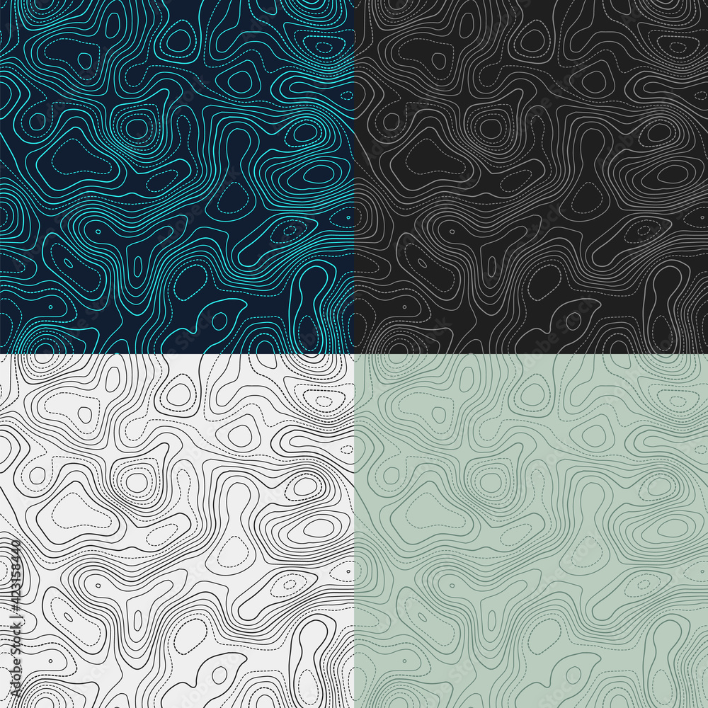 Poster topography patterns. seamless elevation map tiles. artistic isoline background. classy tileable patt