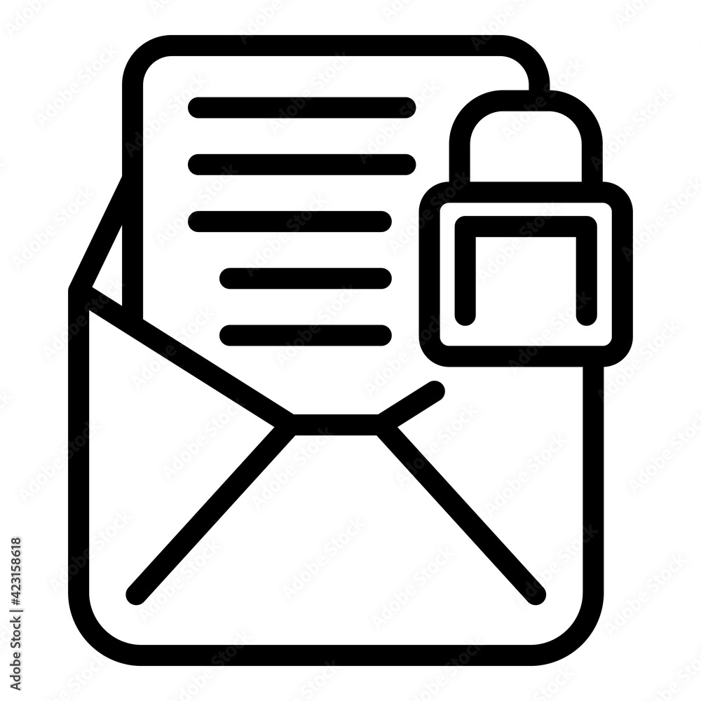 Poster email locked icon. outline email locked vector icon for web design isolated on white background